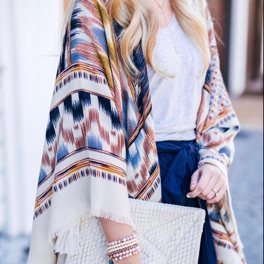 Sole Society Boho Wrap Multicoulor Oversized Soft Festival Scarf Shawl Fringe